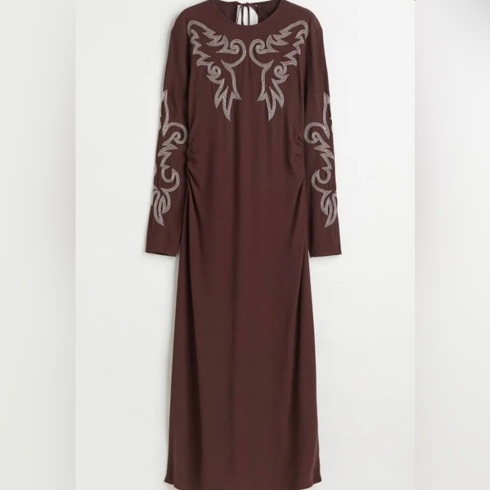 H&M Brown Dress with Embroidery